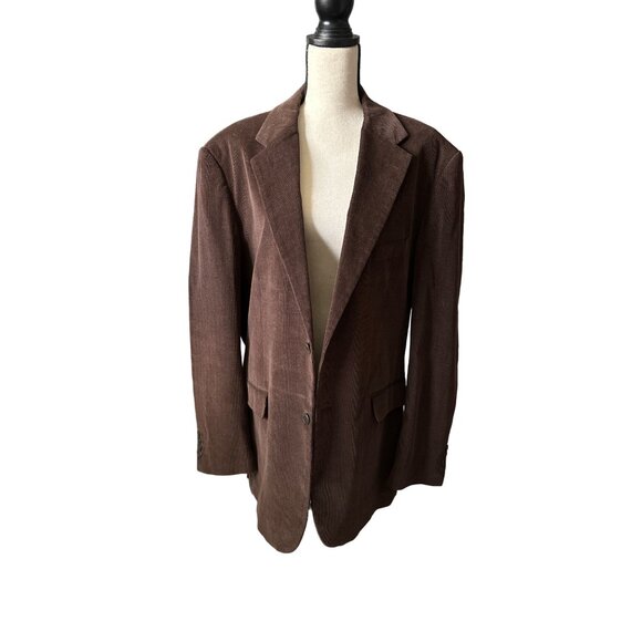 Michael Brandon Corduroy Brown Blazer 2 Button Cotton Lined Pockets Size XXL - Picture 5 of 7
